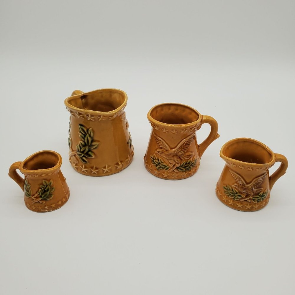 Vintage Chadwick American Eagle Golden Ceramic Measuring Cups